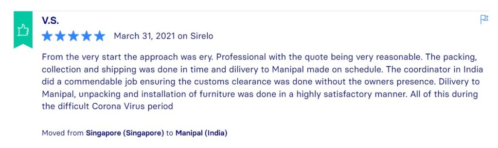 Sirelo Reviews, Across International Relocation Singapore Pte Ltd