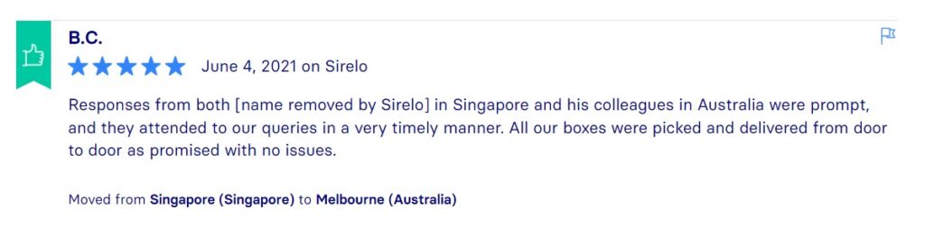 Sirelo Reviews, Across International Relocation Singapore Pte Ltd