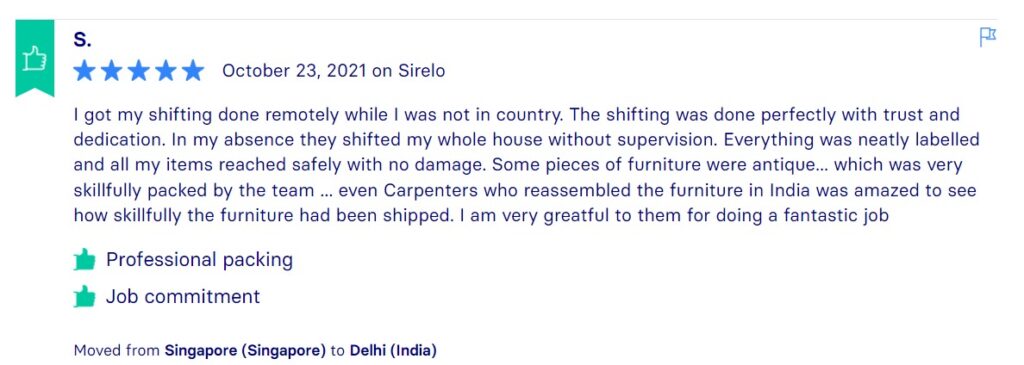 Sirelo Reviews, Across International Relocation Singapore Pte Ltd