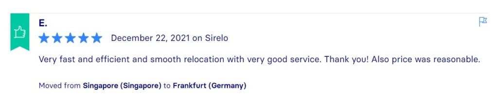 Sirelo Reviews, Across International Relocation Singapore Pte Ltd