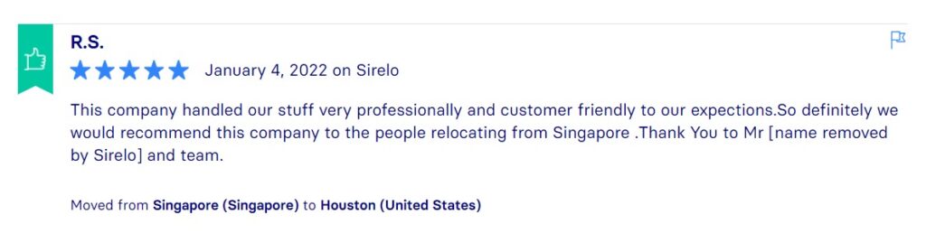 Sirelo Reviews, Across International Relocation Singapore Pte Ltd