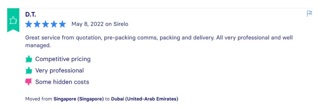 Sirelo Reviews, Across International Relocation Singapore Pte Ltd